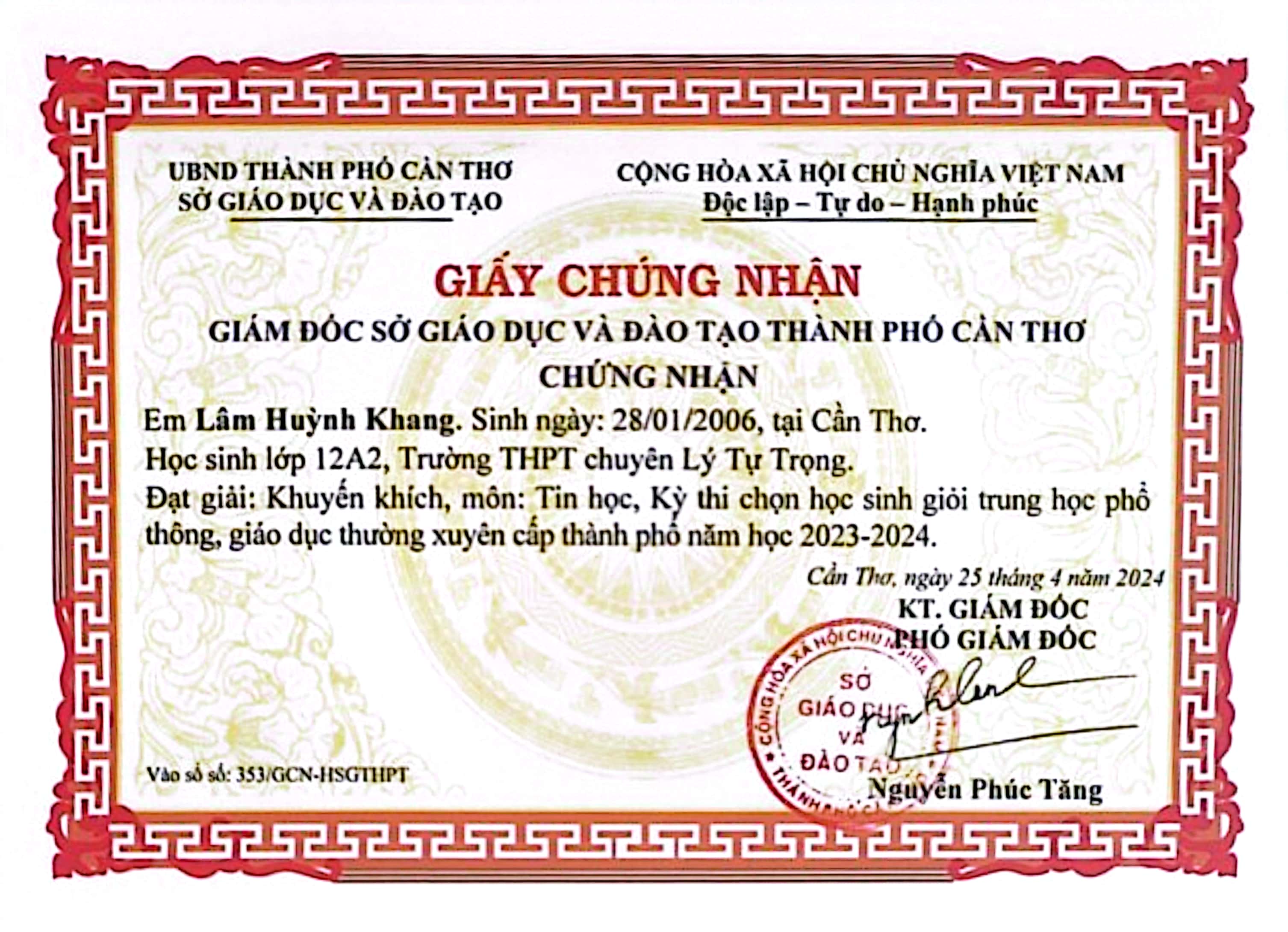 Excellent Student Grade 12